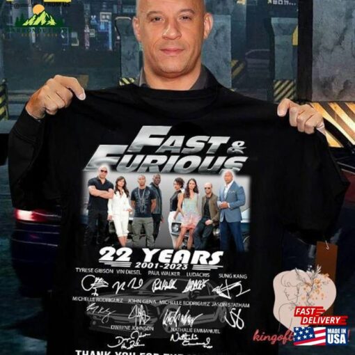 22 Years Of The Fast And Furious T-Shirt X 2023 Movie Shirt Dom Toretto Classic Unisex