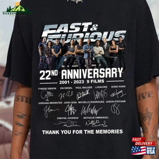 22Nd Anniversary 2001 2023 Thank You For The Memories Fast And Furious Fan T-Shirt Classic Sweatshirt