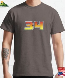 34 Pixel Font Thirty Four In Red Orange And Yellow Classic T-Shirt Sweatshirt Hoodie