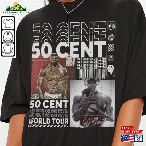 50 Cent Rap Shirt Y2k Vintage Merch Album Get Rich Or Die Tryin The Final Lap Tour 2023 Tickets 90S Gift For Fan L1105r Sweatshirt Classic