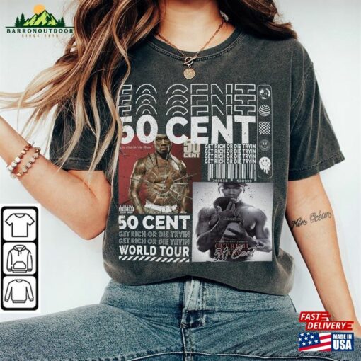 50 Cent Rap Shirt Y2k Vintage Merch Album Get Rich Or Die Tryin The Final Lap Tour 2023 Tickets 90S Gift For Fan L1105r Sweatshirt Classic