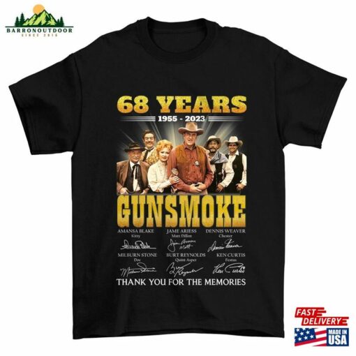 68 Years 1955 2023 Gunsmoke Vintage Some Of Us Grew Up Loving Gun Smoke The Cool Ones Still Do Shirt Classic Hoodie