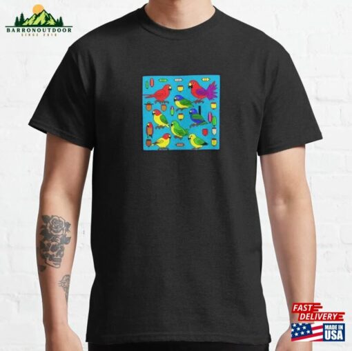 8 Bit Wild Parrots Classic T-Shirt Unisex