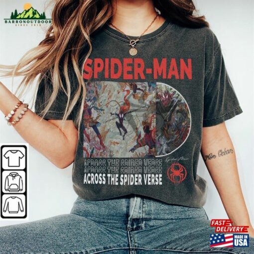 Across The Spider Verse 2023 Shirt 90S Y2k Merch Vintage Miles Morales Movie Super Hero Woman Comic Tee V1 L106mu Sweatshirt Classic