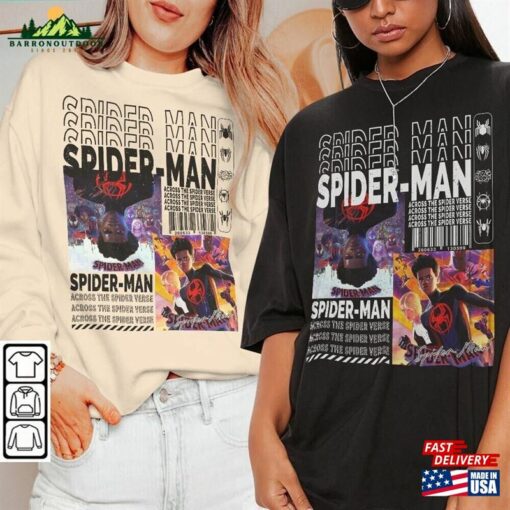 Across The Spider Verse 2023 Shirt 90S Y2k Merch Vintage Miles Morales Movie Super Hero Woman Graphic Tee V2 L106mu T-Shirt Unisex