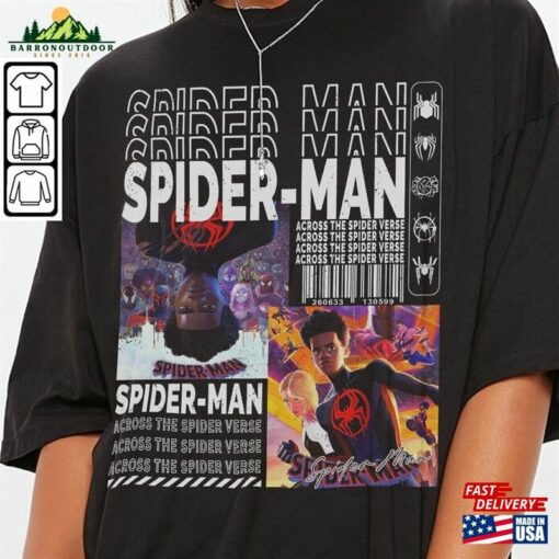 Across The Spider Verse 2023 Shirt 90S Y2k Merch Vintage Miles Morales Movie Super Hero Woman Graphic Tee V2 L106mu T-Shirt Unisex