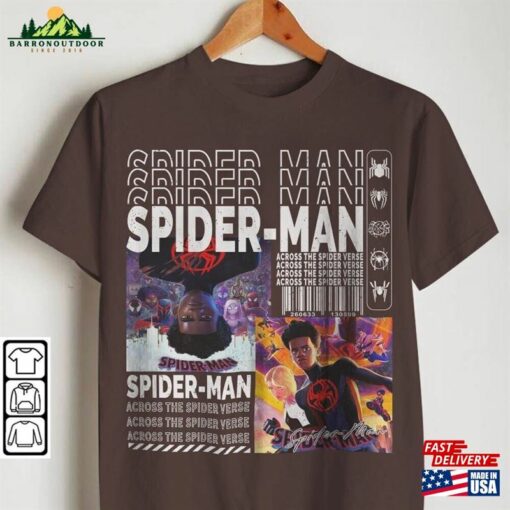 Across The Spider Verse 2023 Shirt 90S Y2k Merch Vintage Miles Morales Movie Super Hero Woman Graphic Tee V2 L106mu T-Shirt Unisex