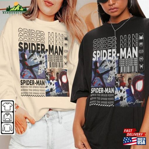 Across The Spider Verse 2023 Shirt 90S Y2k Merch Vintage Miles Morales Movie Super Hero Woman Graphic Tee V4 L106mu Hoodie Classic