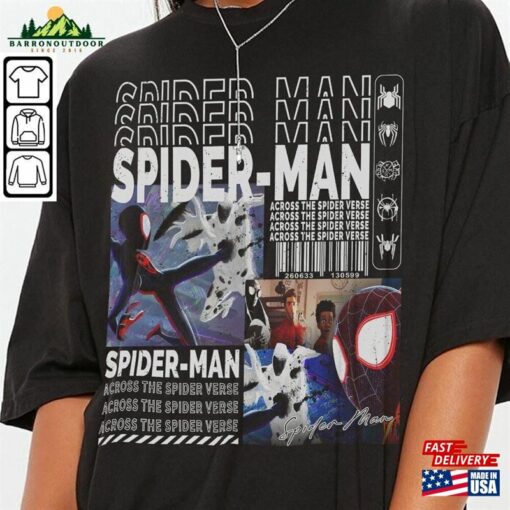 Across The Spider Verse 2023 Shirt 90S Y2k Merch Vintage Miles Morales Movie Super Hero Woman Graphic Tee V4 L106mu Hoodie Classic