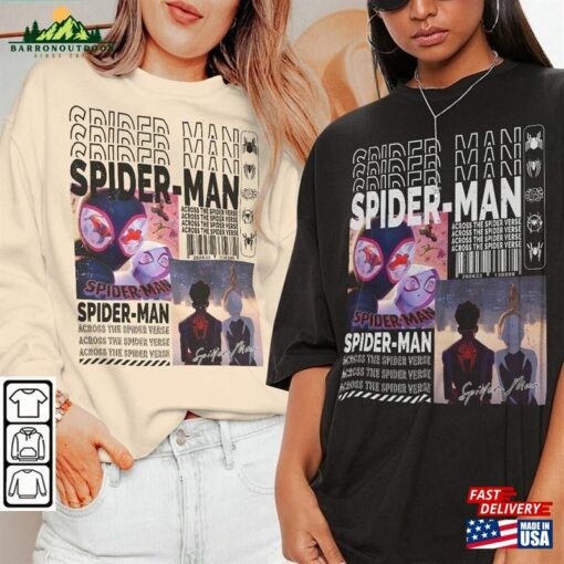 Across The Spider Verse 2023 Shirt 90S Y2k Merch Vintage Miles Morales Movie Super Hero Woman Graphic Tee V6 L106mu Classic Sweatshirt