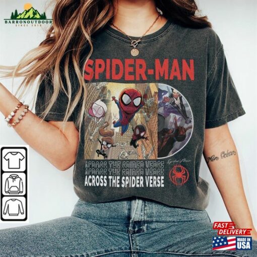 Across The Spider Verse 2023 Shirt 90S Y2k Merch Vintage Miles Morales Movie Super Hero Woman Tee V3 L106mu Sweatshirt Unisex