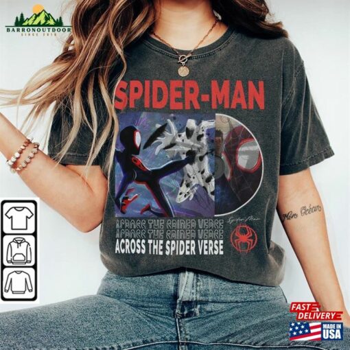 Across The Spider Verse 2023 Shirt 90S Y2k Merch Vintage Miles Morales Movie Super Hero Woman Tee V4 L106mu Unisex Hoodie