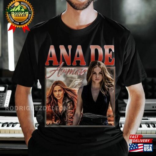 Ana De Armas Vintage Washed T-Shirt Actor Homage Graphic Unisex T Shirt Bootleg Retro 90 Sweatshirt