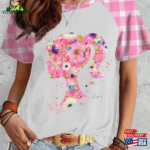 Barb Pink Floral V Neck 3D Unisex Shirt T-Shirt