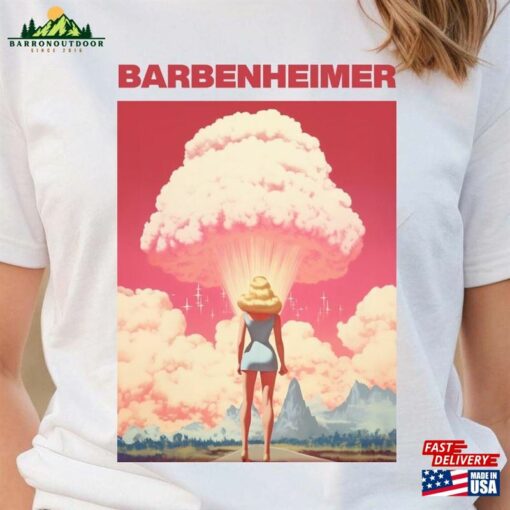 Barbenheimer Graphic Poster Shirt Barbie X Oppenheimer 2023 Comfort Color Hoodie Sweatshirt