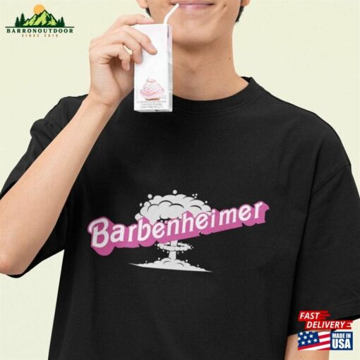 Barbenheimer In Pink Barbie Font Unisex Beefy T Short Classic Hoodie