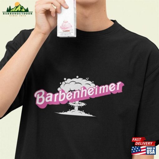 Barbenheimer In Pink Font Unisex Jersey T-Shirt Sweatshirt