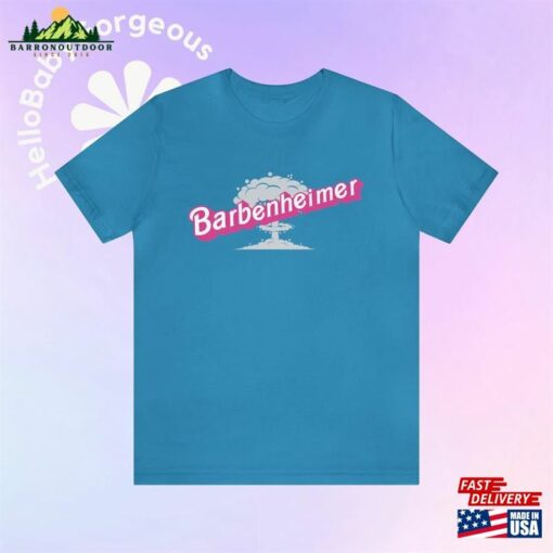 Barbenheimer In Pink Font Unisex Jersey T-Shirt Sweatshirt