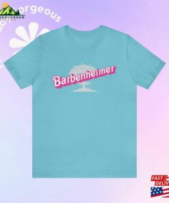 Barbenheimer In Pink Font Unisex Jersey T Shirt Sweatshirt 3