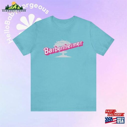 Barbenheimer In Pink Font Unisex Jersey T-Shirt Sweatshirt