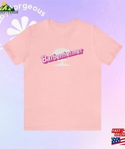 Barbenheimer In Pink Font Unisex Jersey T Shirt Sweatshirt 4