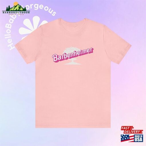 Barbenheimer In Pink Font Unisex Jersey T-Shirt Sweatshirt