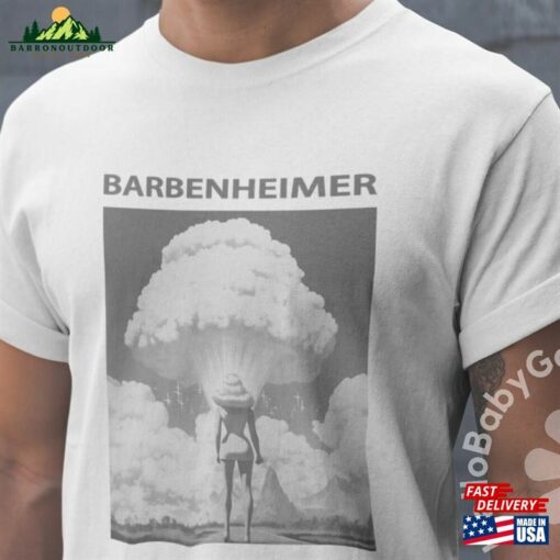 Barbenheimer Poster Comic Graphic Black White Bomb Soft Unisex Jersey Short Sleeve Tee Shirt Classic