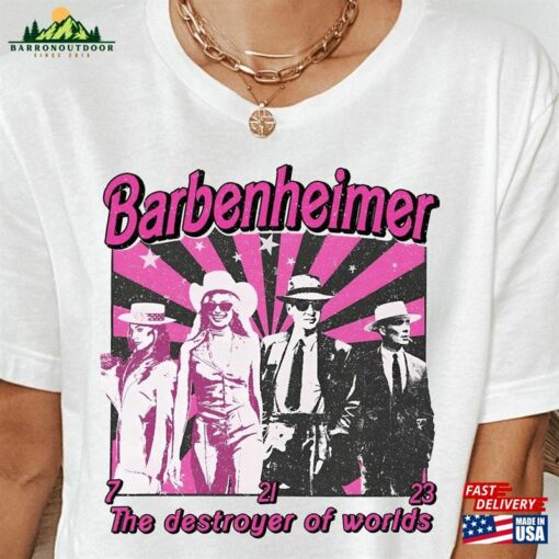 Barbenheimer Shirt Funny Movie T-Shirt Vintage Barbie And Oppenheimer Hoodie