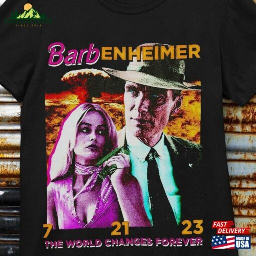 Barbenheimer The World Changes Forever Unisex T-Shirt Barbie Oppenheimer Pink Shirt Sweatshirt Hoodie