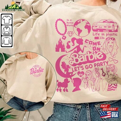 Barbie Movie Doodle Art Shirt 2 Side Funny Princess Barbies New 2023 Sweatshirt Hoodie Gift For Fan Da1406dt V1 Unisex