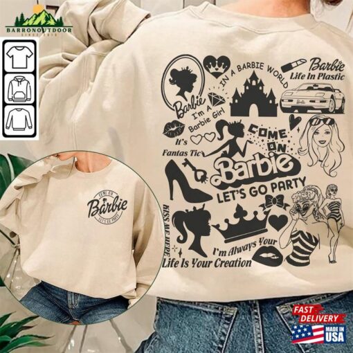 Barbie Movie Doodle Art Shirt 2 Side Funny Princess Barbies New Movies 2023 Concert Sweatshirt Hoodie Gift For Fan Da1406dt Classic