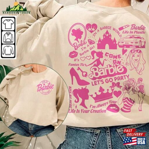 Barbie Movie Doodle Art Shirt 2 Side Funny Princess Barbies New Movies 2023 Concert Sweatshirt Hoodie Gift For Fan Da1406dt V1 Unisex Classic