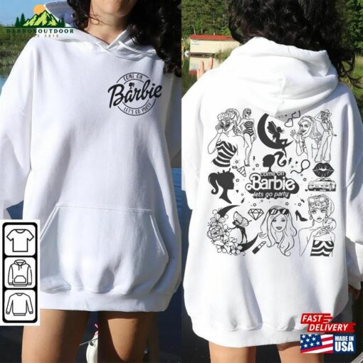 Barbie Movie Doodle Art Shirt 2 Side Funny Princess Barbies New Movies 2023 Sweatshirt Hoodie Gift For Fan Da1406dt Classic