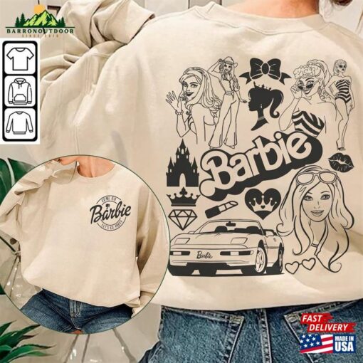 Barbie Movie Doodle Art Shirt 2 Side Funny Princess New 2023 Sweatshirt Hoodie Gift For Fan Da1406dt Unisex