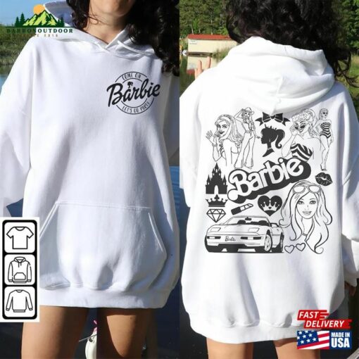 Barbie Movie Doodle Art Shirt 2 Side Funny Princess New 2023 Sweatshirt Hoodie Gift For Fan Da1406dt Unisex