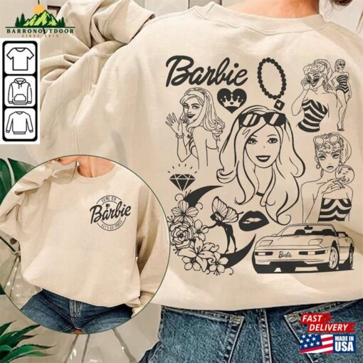 Barbie Movie Doodle Art Shirt 2 Side Funny Princess New Movies 2023 Sweatshirt Hoodie Gift For Fan Da1406dt Unisex