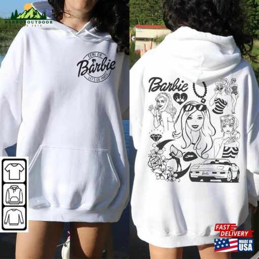 Barbie Movie Doodle Art Shirt 2 Side Funny Princess New Movies 2023 Sweatshirt Hoodie Gift For Fan Da1406dt Unisex