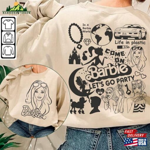 Barbie Movie Doodle Art Shirt 2 Side Princess Barbies New 2023 Sweatshirt Hoodie Gift For Fan Da1406dt T-Shirt