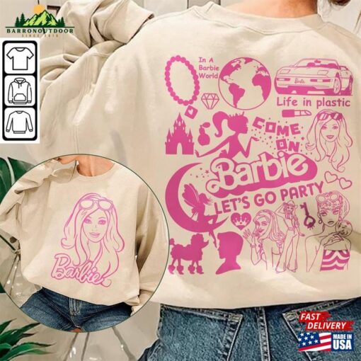 Barbie Movie Doodle Art Shirt 2 Side Princess Barbies New 2023 Sweatshirt Hoodie Gift For Fan Da1406dt V1 Classic Unisex