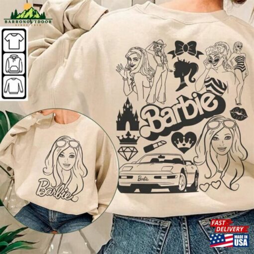 Barbie Movie Doodle Art Shirt 2 Side Princess Barbies New Movies 2023 Cheetah Unisex Sweatshirt