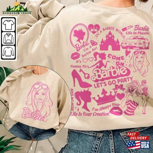 Barbie Movie Doodle Art Shirt 2 Side Princess Barbies New Movies 2023 Concert Sweatshirt Hoodie Gift For Fan Da1406dt V1 T-Shirt