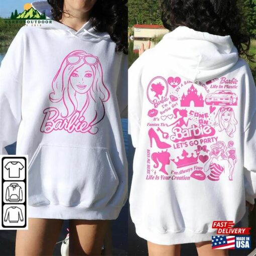 Barbie Movie Doodle Art Shirt 2 Side Princess Barbies New Movies 2023 Concert Sweatshirt Hoodie Gift For Fan Da1406dt V1 T-Shirt