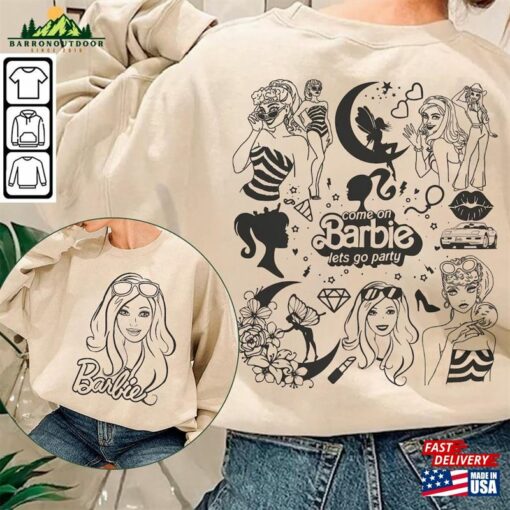 Barbie Movie Doodle Art Shirt 2 Side Princess Barbies New Movies 2023 Sweatshirt Hoodie Gift For Fan Da1406dt Unisex