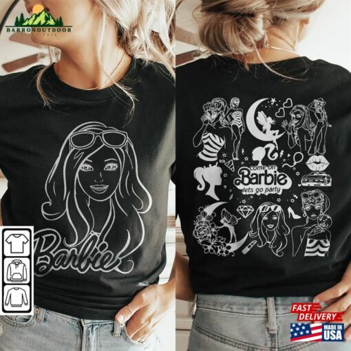 Barbie Movie Doodle Art Shirt 2 Side Princess Barbies New Movies 2023 Sweatshirt Hoodie Gift For Fan Da1406dt Unisex