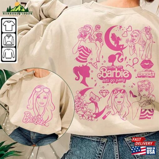 Barbie Movie Doodle Art Shirt 2 Side Princess Barbies New Movies 2023 Sweatshirt Hoodie Gift For Fan Da1406dt V1