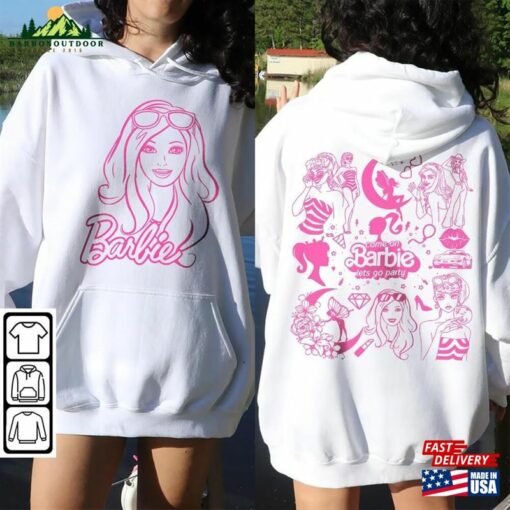 Barbie Movie Doodle Art Shirt 2 Side Princess Barbies New Movies 2023 Sweatshirt Hoodie Gift For Fan Da1406dt V1