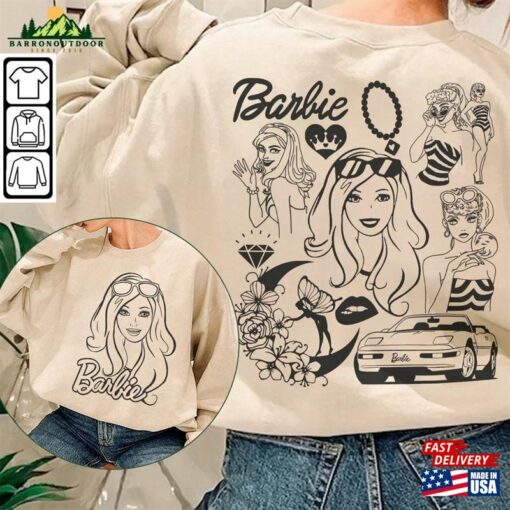 Barbie Movie Doodle Art Shirt 2 Side Princess New Movies 2023 Sweatshirt Hoodie Gift For Fan Da1406dt Unisex Classic