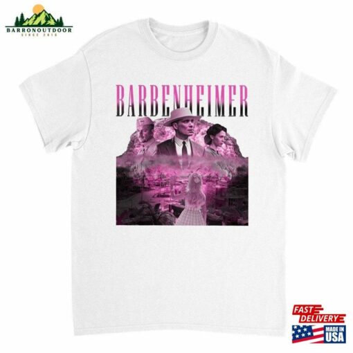 Barbnenheimer Barbie Oppenheimer Pink Printed Vintage 2023 Movie Poster Unisex Crewneck T-Shirt Sweatshirt Hoodie