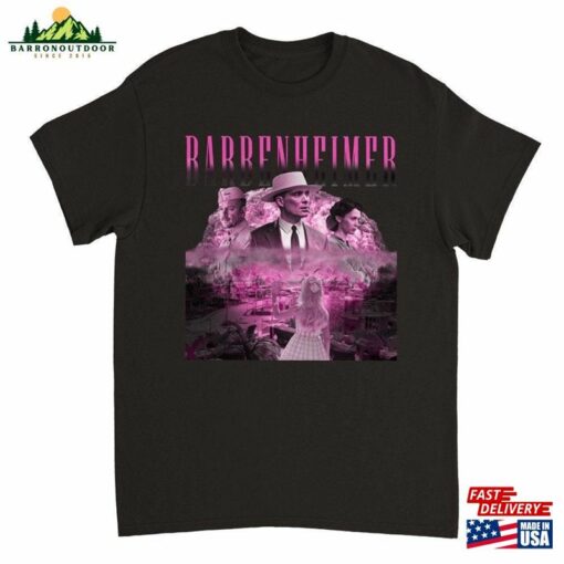 Barbnenheimer Barbie Oppenheimer Pink Printed Vintage 2023 Movie Poster Unisex Crewneck T-Shirt Sweatshirt Hoodie