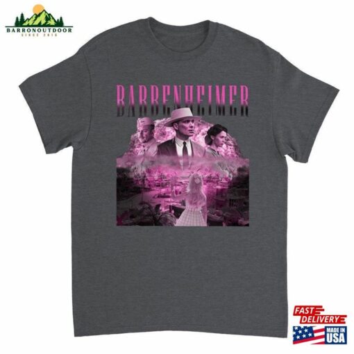 Barbnenheimer Barbie Oppenheimer Pink Printed Vintage 2023 Movie Poster Unisex Crewneck T-Shirt Sweatshirt Hoodie